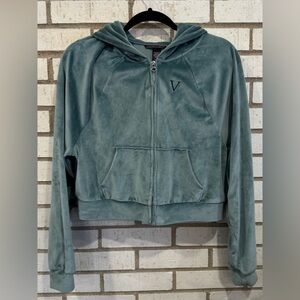 Victoria's Secret Velour Hoodie Jacket X-Small Seafoam